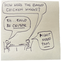 Cartoon with a CRISPR joke about PAM sequence.